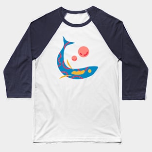 Blue Fish With Bubbles Baseball T-Shirt